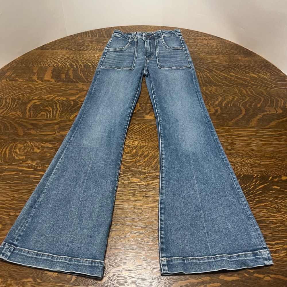 American Eagle Jeans Women 2 Blue Super Hi-Rise Flare Regular Denim